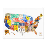 United States License Plate Map Wrapped Canvas Canvas Print