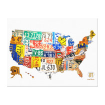 United States License Plate Map Wrapped Canvas canvas prints