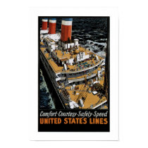 United States Line's Leviathan Aft View posters