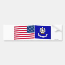 United States & Louisiana Flags Bumper Stickers