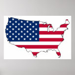 United States Mainland Flag Map Posters