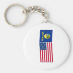 United States & Montana Flags Key Chain