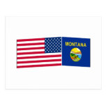 United States & Montana Flags Post Cards