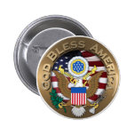 United States of America Seal - God Bless America Pinback Buttons
