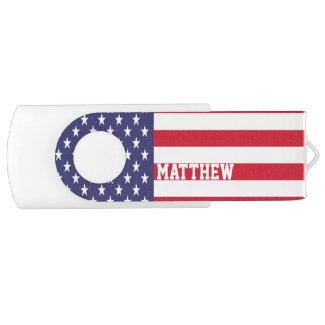 United States Of America USA Flag Personalized Swivel USB 3.0 Flash Drive