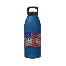 United States Veteran Waving Flag Reusable Water Bottles
