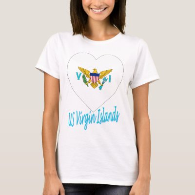 Flag of Nations : United States Virgin Islands Flag Heart Tee Shirts