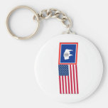 United States & Wyoming Flags Key Chain