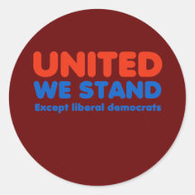 United we stand, except liberal democrats round sticker