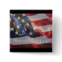 United We Stand Flag with Founding Fathers Pinback Button