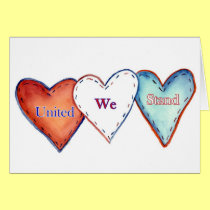 United We Stand Patriotic Hearts Card cards
