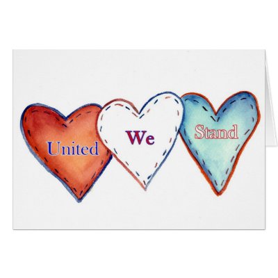 United We Stand Patriotic Hearts Card by donnabellas