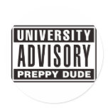 University Advisory Preppy Dude stickers