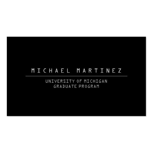 UNIVERSITY/COLLEGE STUDENT BLACK Business Card (front side)