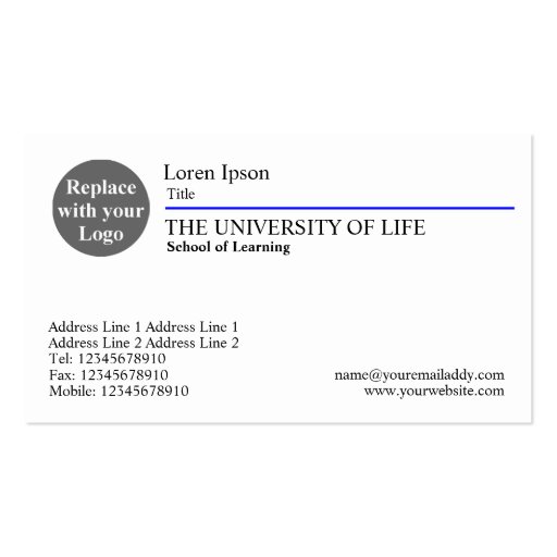 University of Life - Blue Rule Business Cards