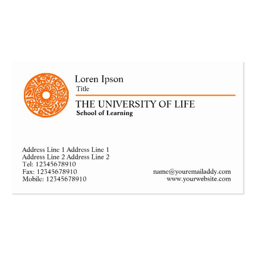 University of Life - Orange Rule Business Cards