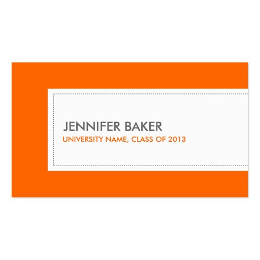 UNIVERSITY or COLLEGE STUDENT ORANGE Business Card Template