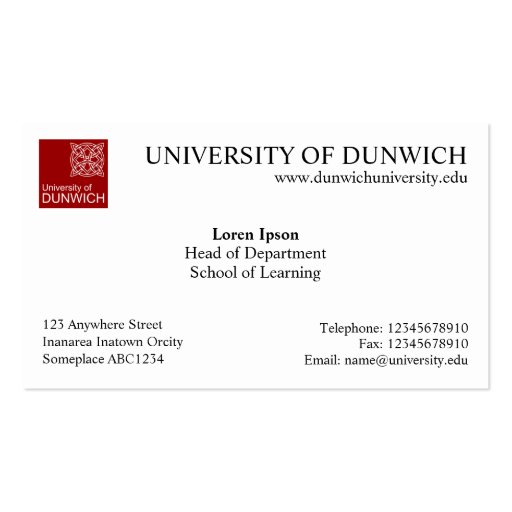 University Style v4 Business Card Templates (front side)