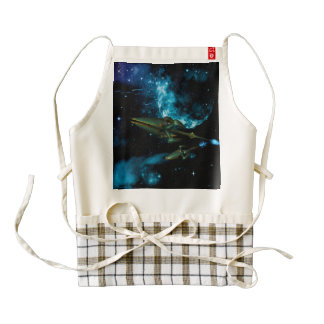 Universo con la nave extranjera delantal zazzle HEART