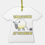 unraveling at the seams funny sheep cartoon christmas ornaments