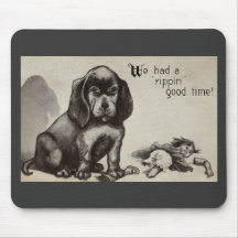 Unrepentant Pup and Demolished Doll Mousepad