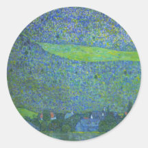 Unterach at Attersee by Gustav Klimt Victorian Art Round Stickers