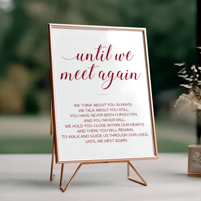 Until We Meet Again Burgundy Wedding Memorial Poem Poster Zazzle