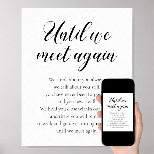 Until We Meet Again Wedding Memorial Poem Poster Zazzle