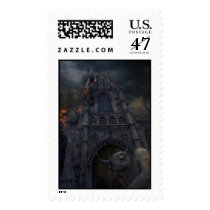 mood, fog, houk, creature, landscape, burning, mysterious, cute postage, artwork, gifts, gift, impressive, graphic, mystic, gothic, damage, mystery, digital art, atmospheric, architecture, cathedral, hot, illustration, eerie, devil, surreal, art, fantastic, surreal art, dark, awesome, fire, unique, fabulous, burn, destruction, fantasy, imaginative, flames, Stamp with custom graphic design