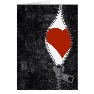 unzipped heart greeting cards by Olesha