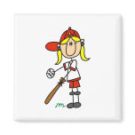 Up at Bat Girl Baseball Player Tshirts Fridge Magnet