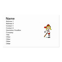 Up At Bat Girl Stick Figure Baseball Gifts Business Cards