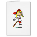 Up At Bat Girl Stick Figure Baseball Gifts Cards