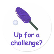 Up For Challenge Ping Pong Round Stickers