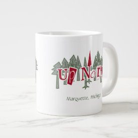 Up North in Green and Red Tree Custom Jumbo Mug specialtymug