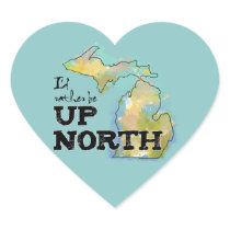 Up North Michigan Colorful Heart Sticker