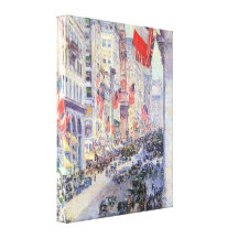 Up the Avenue from 34th Street, May 1917 by Hassam Stretched Canvas Prints