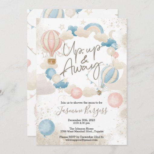 Up Up And Away Baby Shower Hot Air Balloons Invitation Zazzle