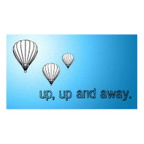 up, up and away. balloons. business cards