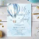 Up Up And Away Blue Hot Air Balloon Baby Shower Invitation Zazzle