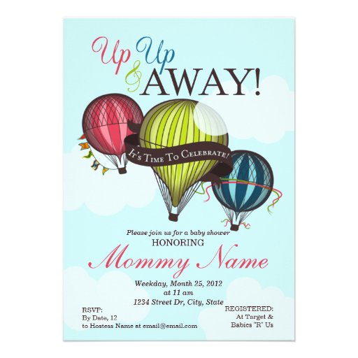 Up Up & Away Hot Air Balloon Invitation