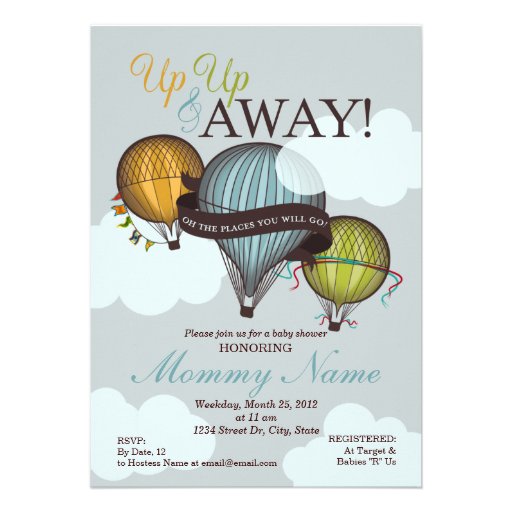 Up Up & Away Hot Air Balloon Shower Invitation