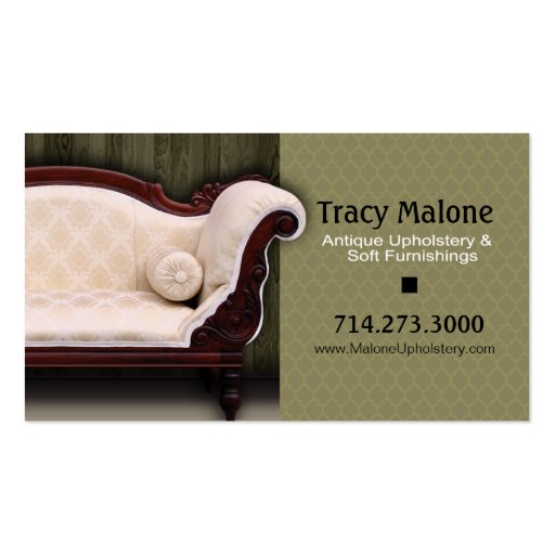 Upholstery Expert, Furniture Designer Business Cards (front side)