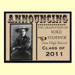 Upload Your Image to This Retro Graduation Card postcards