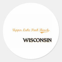 Upper Lake Park Beach Wisconsin Classic Round Stickers