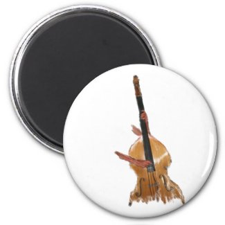 Upright acoustic bass with hands musician magnet