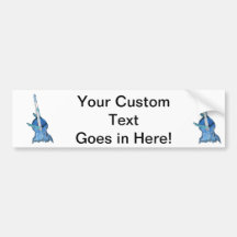 Upright bass, played by two hands, blue inversion bumper sticker