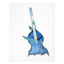 Upright bass, played by two hands, blue inversion personalized announcement