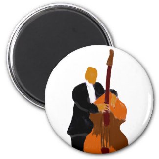 Upright bass player, full body black suit magnet
