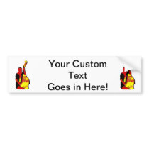 Upright Bass Player Image Design Red and Yellow